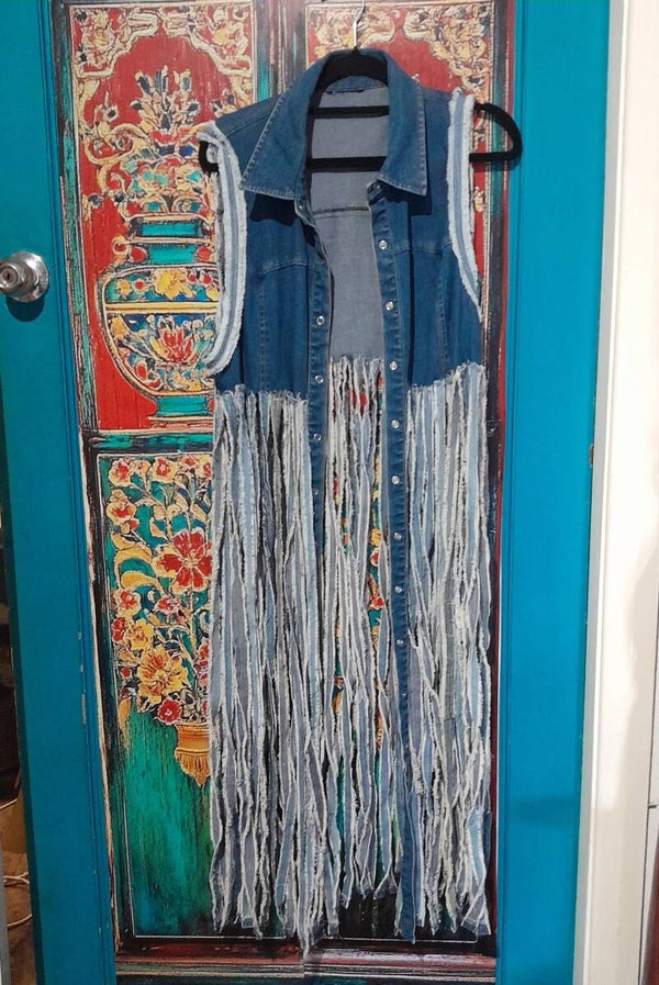 denim fringe vest