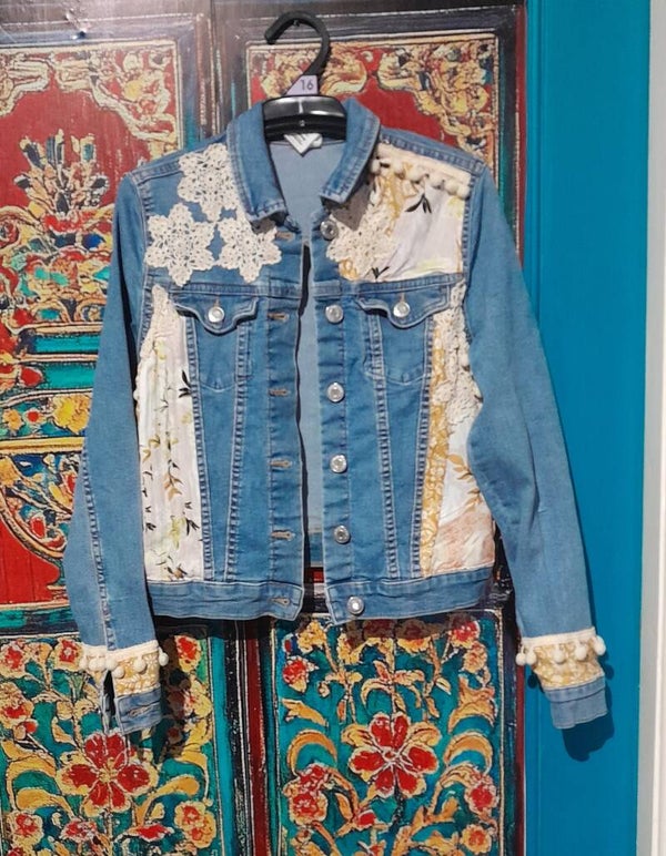 girls size 11 upcycled denim jacket