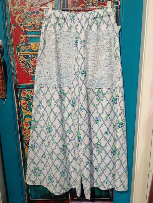 size 8, wide leg pants, Handmade