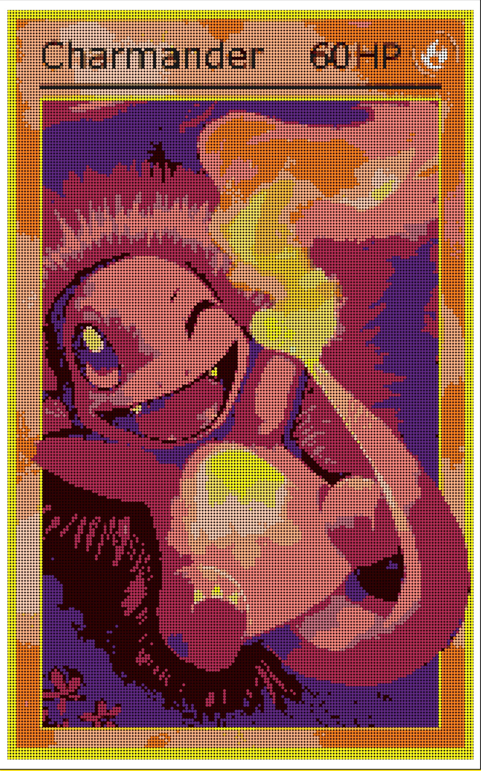 XL Pokémon Mosaic (Charmander) | Brick Mosaic Lego DIY | 130 x 200cm (40" x 81")