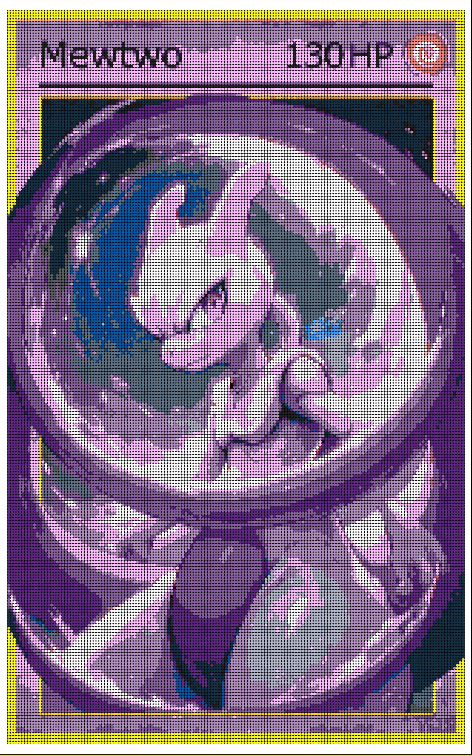 XL Pokémon Mosaic (Mewtwo) | Brick Mosaic Lego DIY | 130 x 200cm (40" x 81")