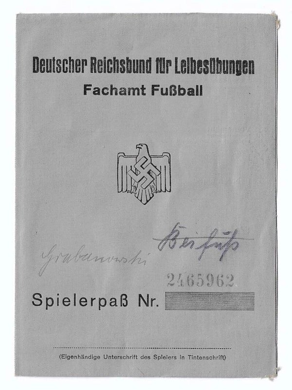 German football player pass "DRL" 1937
