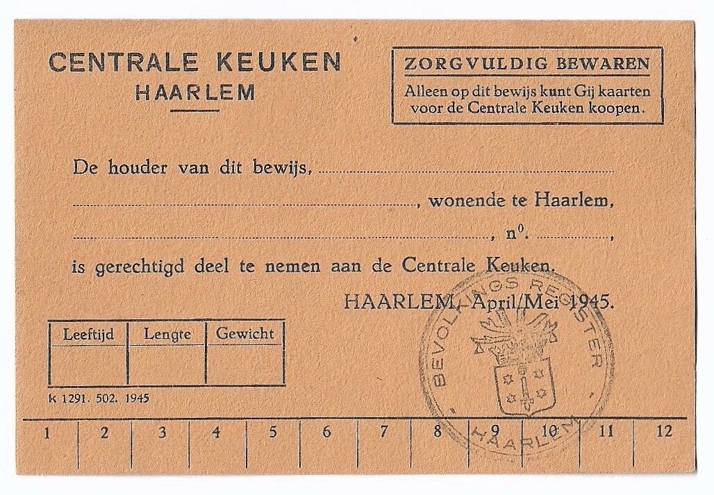 Dutch certificate Central Kitchen Haarlem