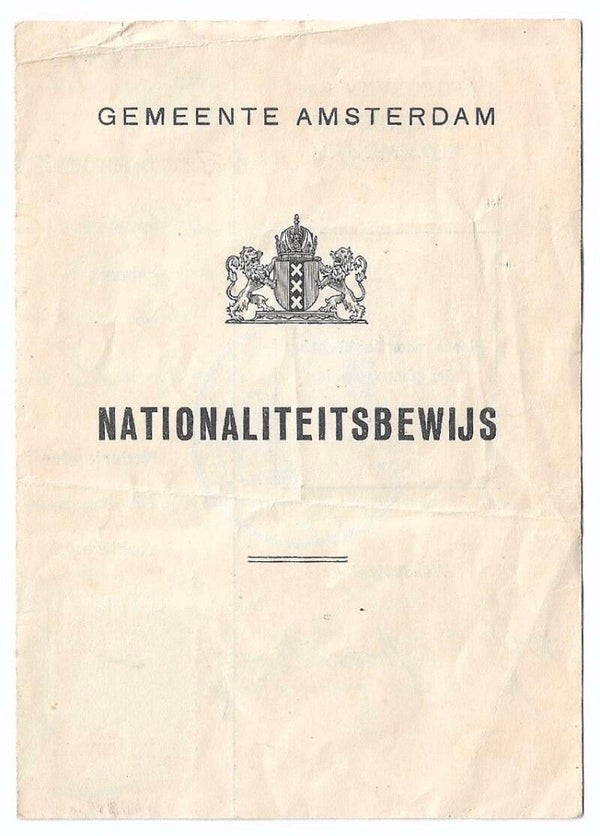 Dutch identity card Amsterdam 1929
