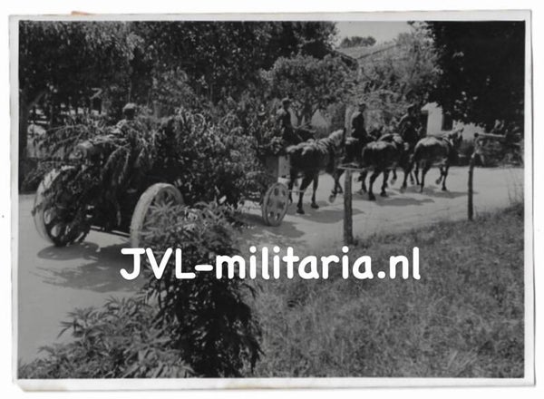 German press photo Camouflaged artillery battery Italy 1944