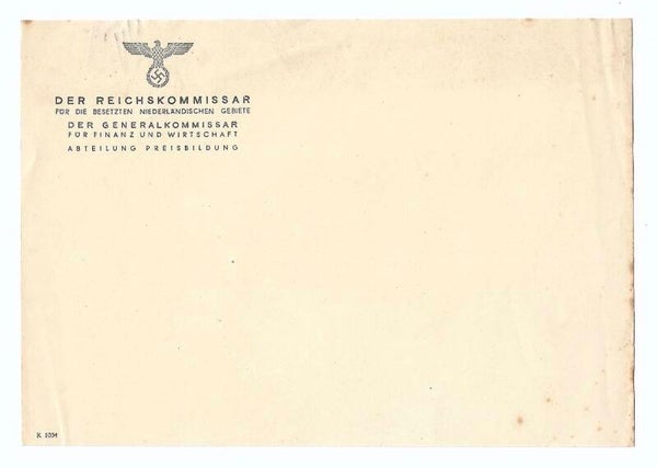 Dutch blank paper "Reichskommissar für die besetzten niederländischen Gebiete"