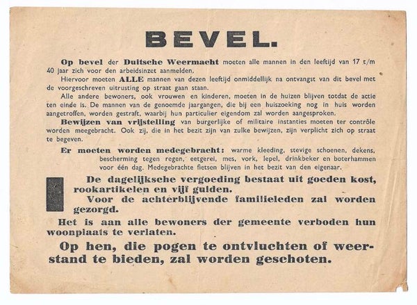 Dutch order-up document