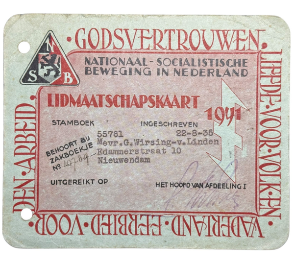 NSB membership card 1941