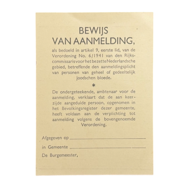 Proof of registration of Jewish persons