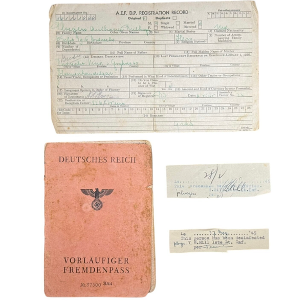 German Vorläufiger Fremdenpass Dordrecht Holland (1944)