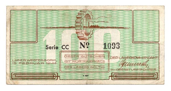 Dutch Westerbork camp money 100 cent