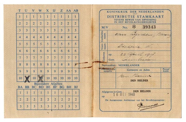 Dutch personal card from Den Helder