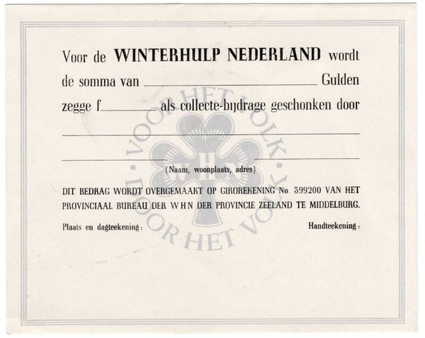 Dutch document 'Winterhulp Nederland' Middelburg