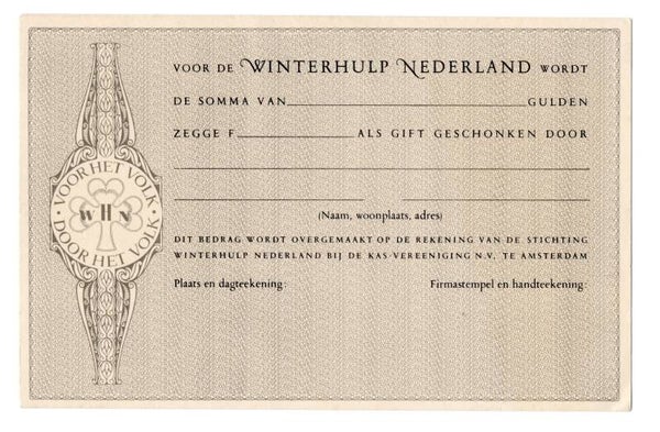 Dutch document 'Winterhulp Nederland' Amsterdam