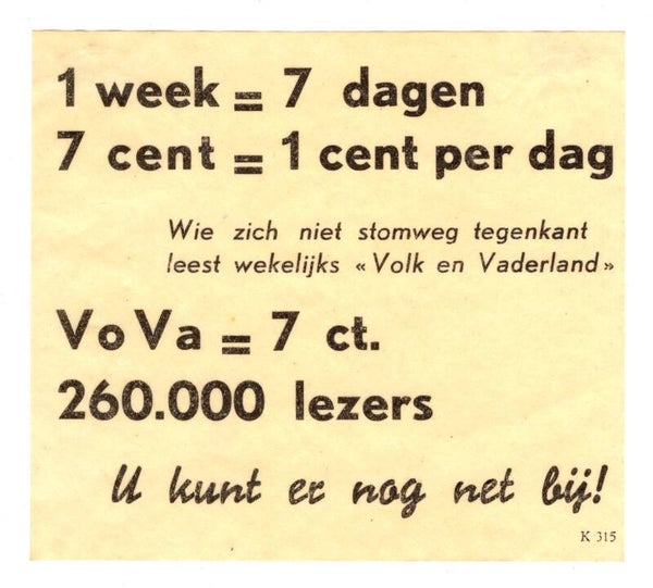 Dutch propaganda document Newspaper VOVA