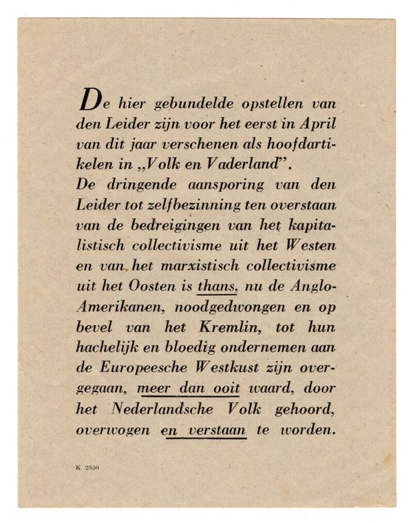 Dutch propaganda document Newspaper VOVA