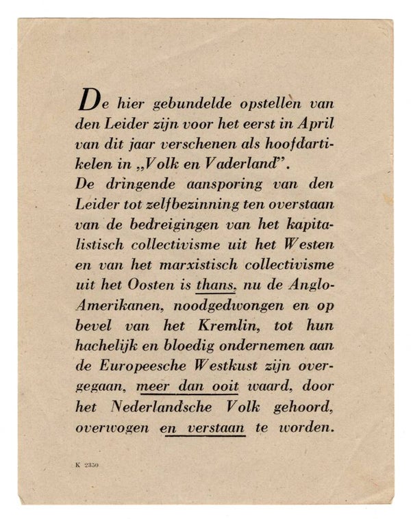 Dutch propaganda document Newspaper VOVA