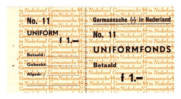 Dutch document 'Uniformfonds' Germanic SS in the Netherlands