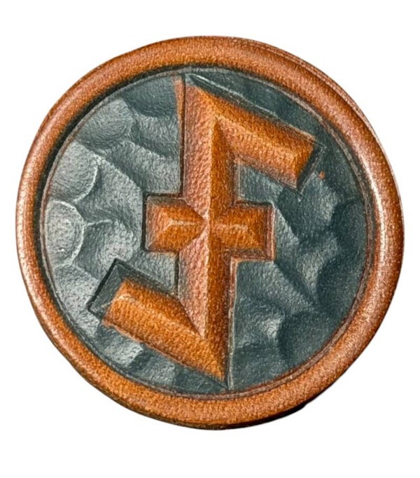 German WHW Leather wolfsangel pin 1935/36 Green