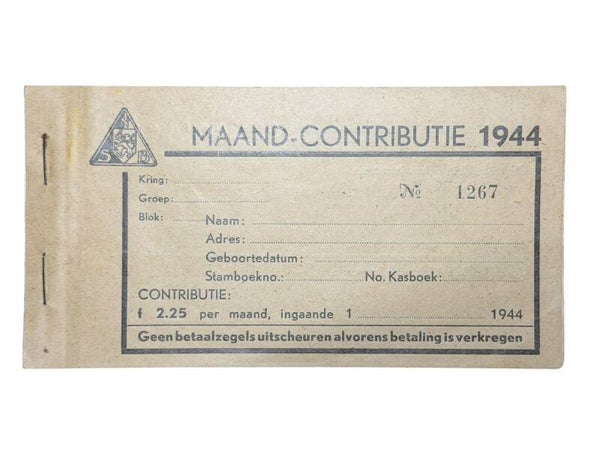maand contributie 1944 blanco