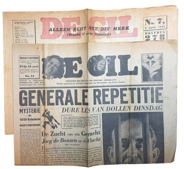 Dutch NSB newspapers 'De Gil' 1944 No. 14 and No. 7