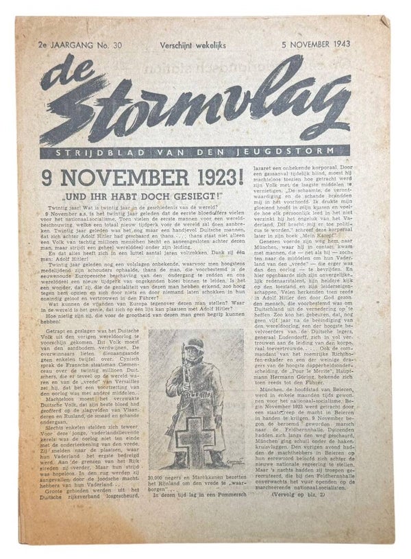 Dutch Jeugdstorm newspaper 'De Stormvlag' 2nd year No. 30
