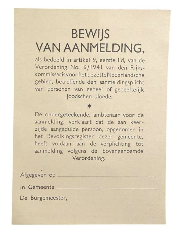 Proof of registration of Jewish persons