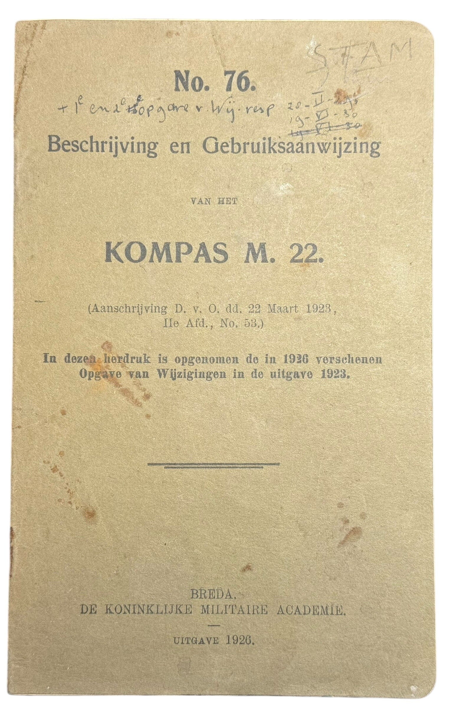 Dutch manual for the M22 compass