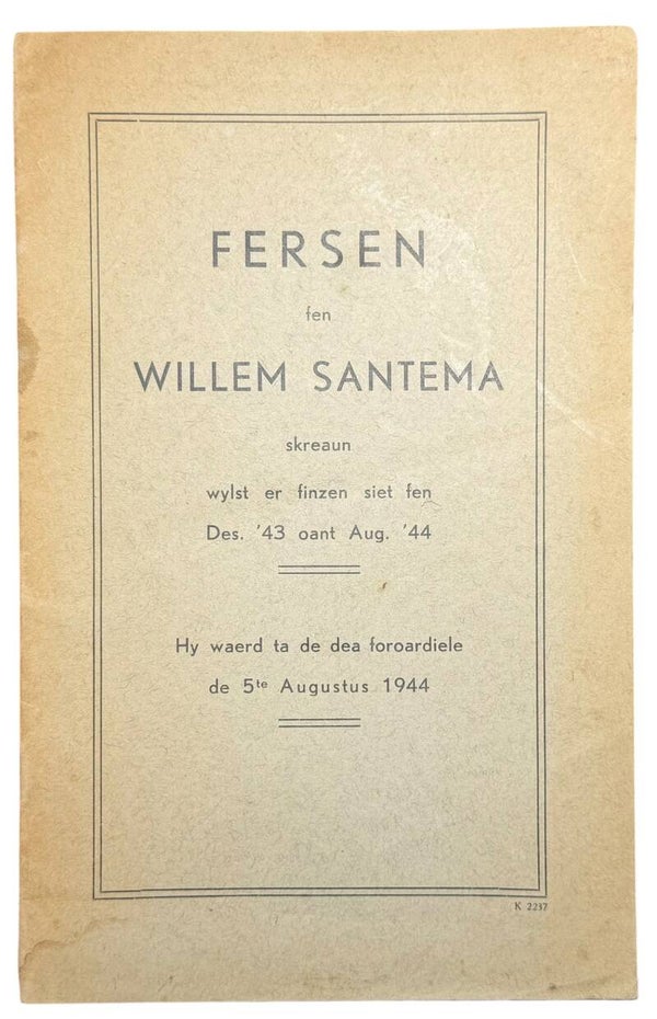 Dutch booklet 'Fersen fen Willem Santema' 1944
