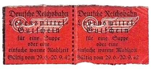 German food ration coupons of the “Deutsche Reichsbahn” 1942