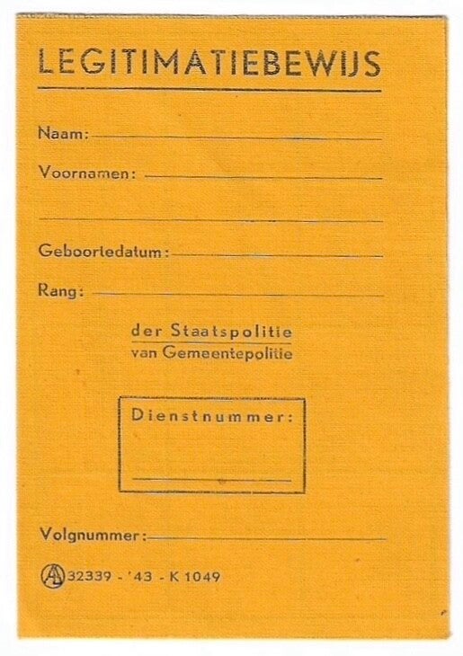 Dutch Police identification card blank