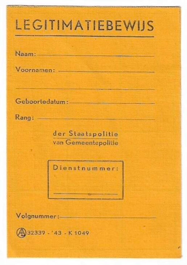 Dutch Police identification card blank