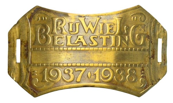 Dutch bicycle tax plate 1937-1938