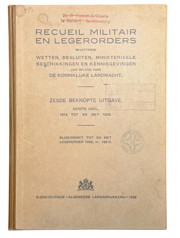 Dutch military regulations recueil militaire and army orders 1939
