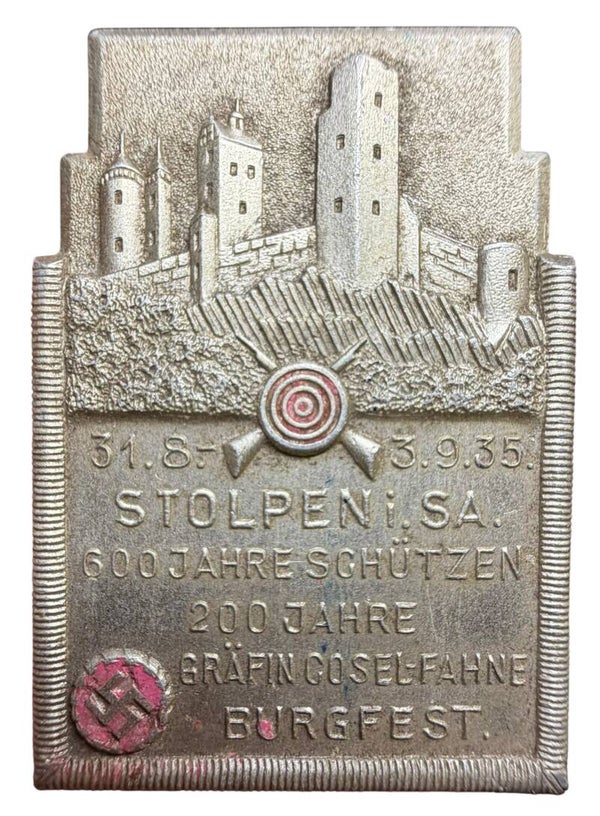 Duitse SA  '600 Jahre Schützen & Burgfest Stolpen' tinnie 1935