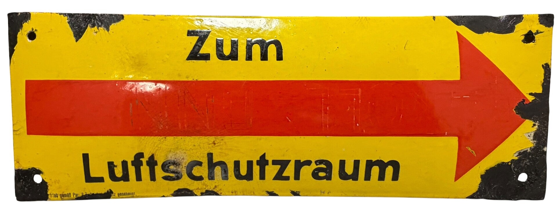German enamel sign 'Zum Luftschutzraum'