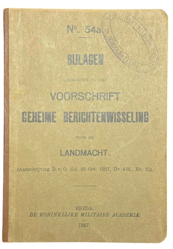 Dutch manual Geheime Briefwisseling No 54a 1927