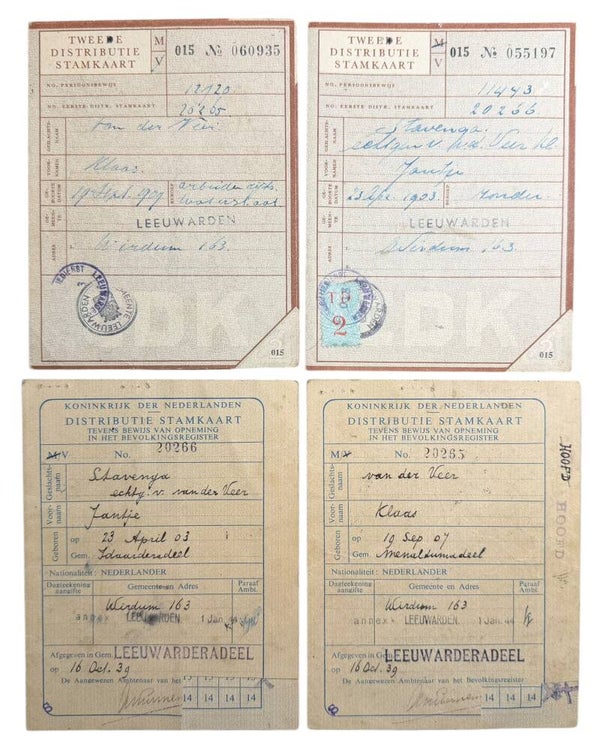 Dutch personnel cards from Leeuwarden/leeuwarderadeel