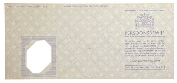 Dutch 'Persoonsbewijs' blank