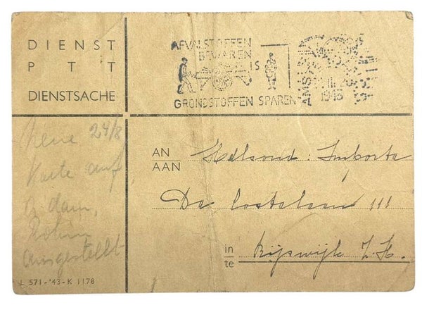 German document 'Bescheinigung' The Hague, Rijswijk 1943