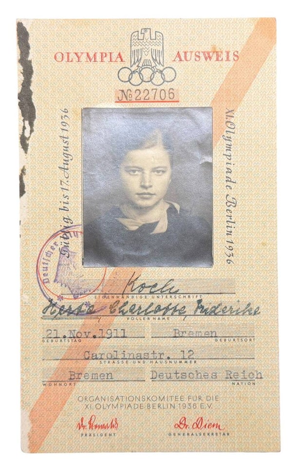 German Olympic Games ID card 1936