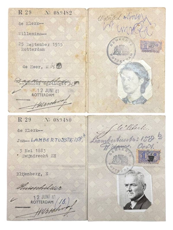 Dutch set of 'Persoonsbewijzen' from Rotterdam