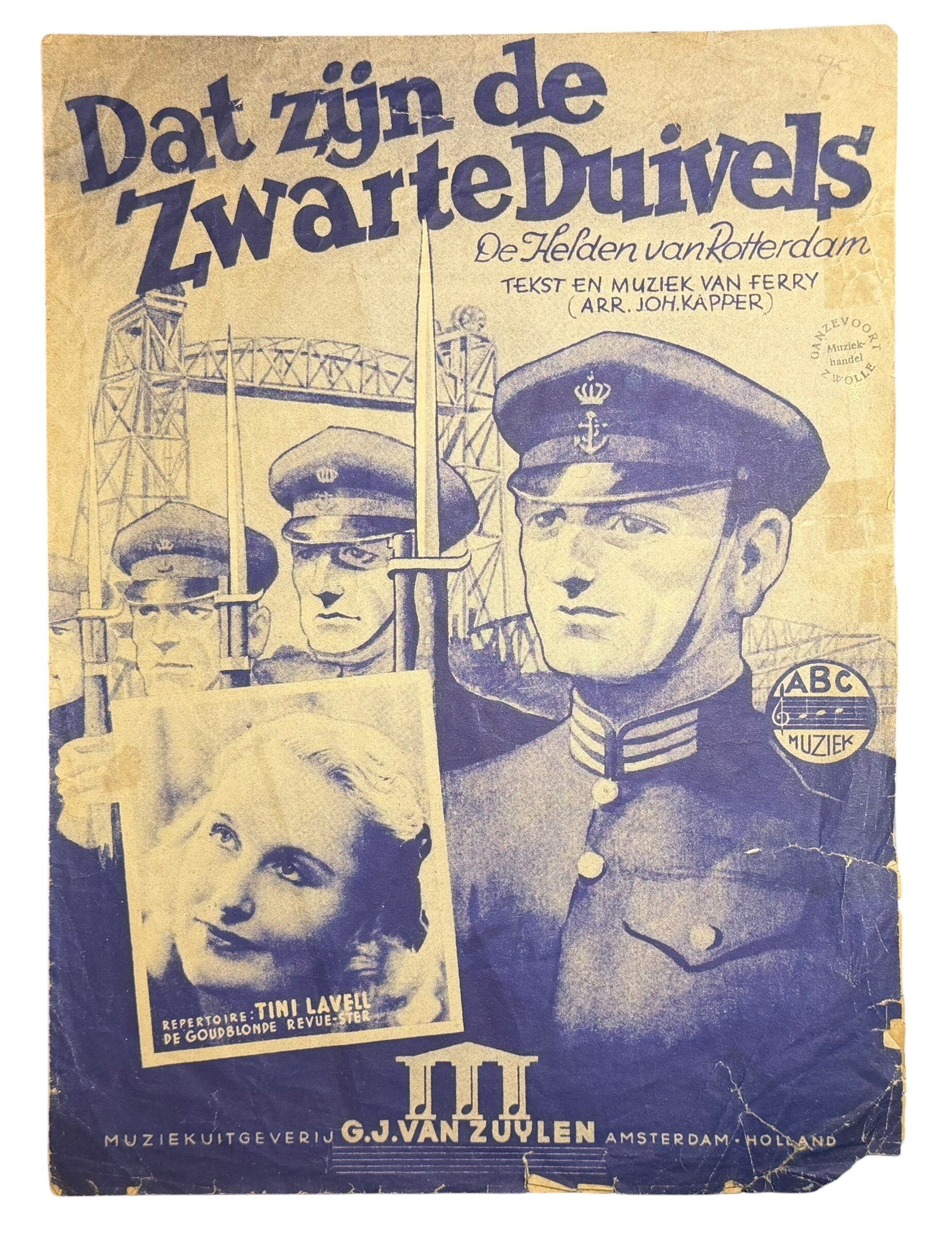 Dutch song sheet 'Dat zijn de zwarte duivels' 1946