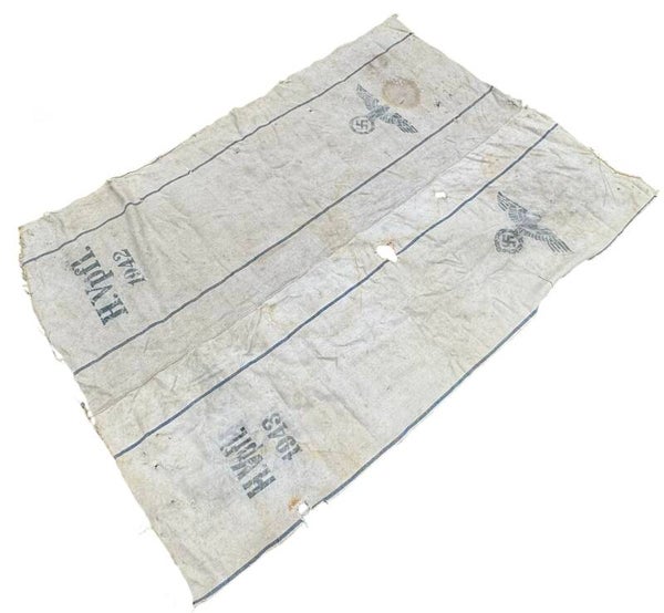German supply bags turned into a blanket/rug