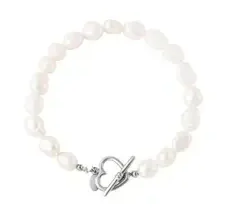 Pearl heart armband zilver