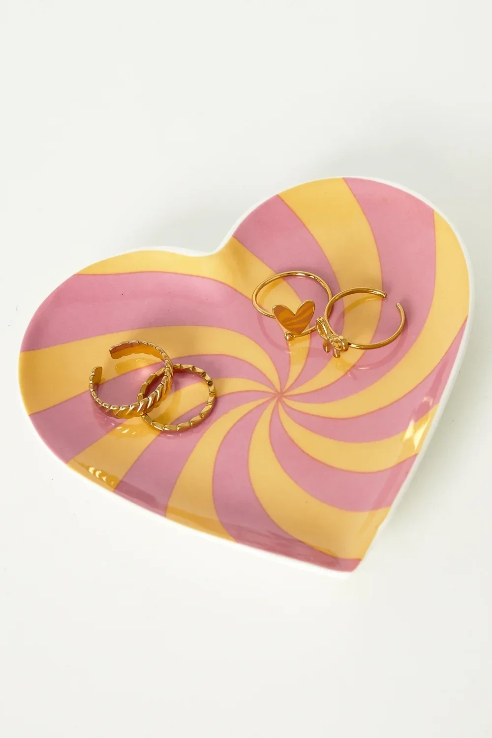 Swirl heart schaaltje roze/geel