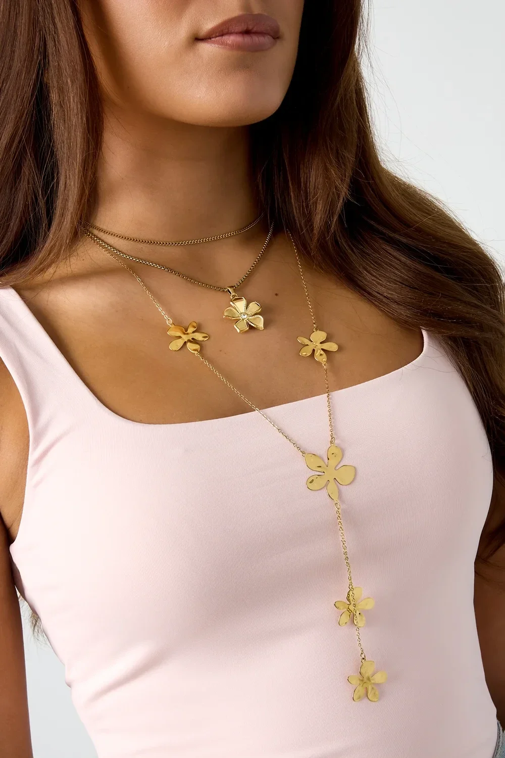 Flower ketting goud