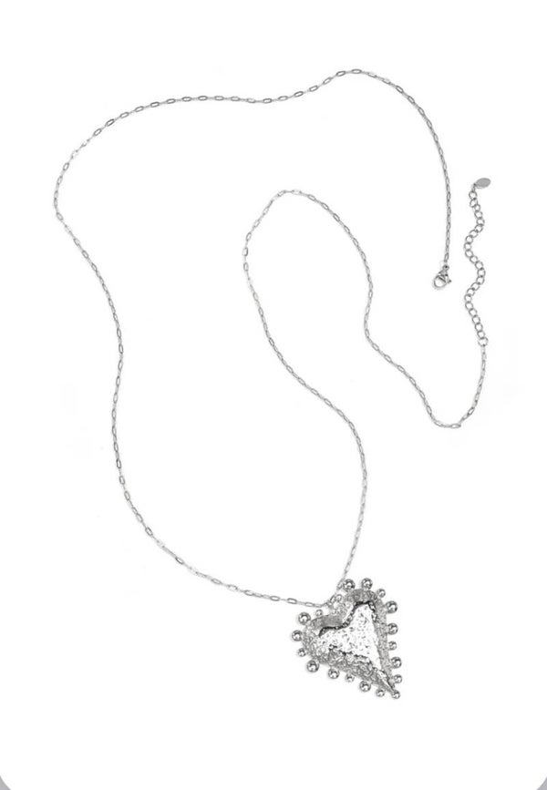 Statement heart ketting zilver