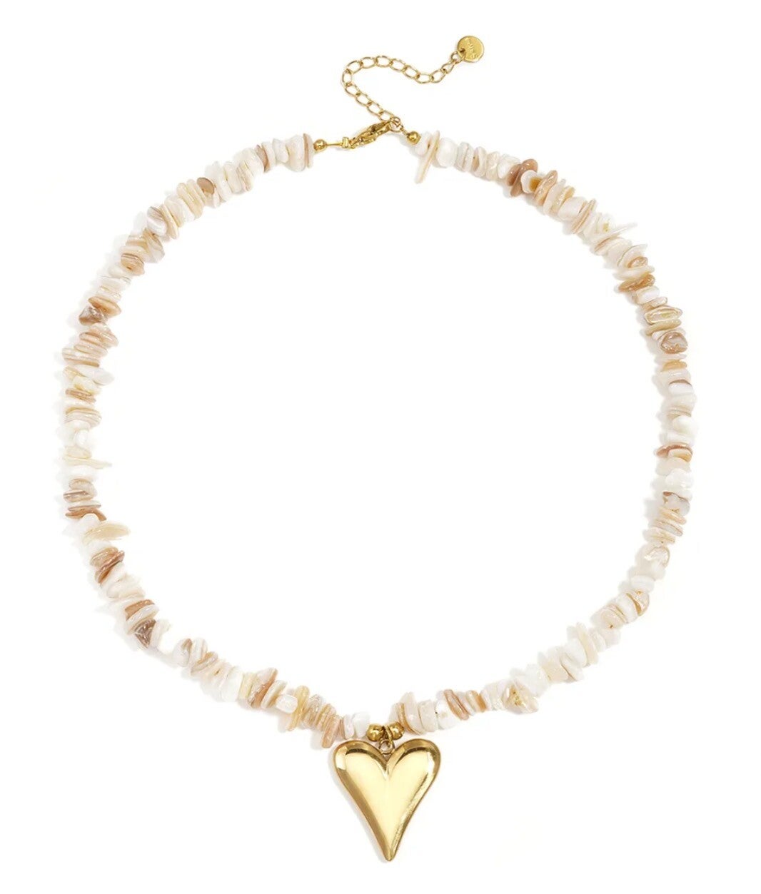 Beaded heart ketting goud