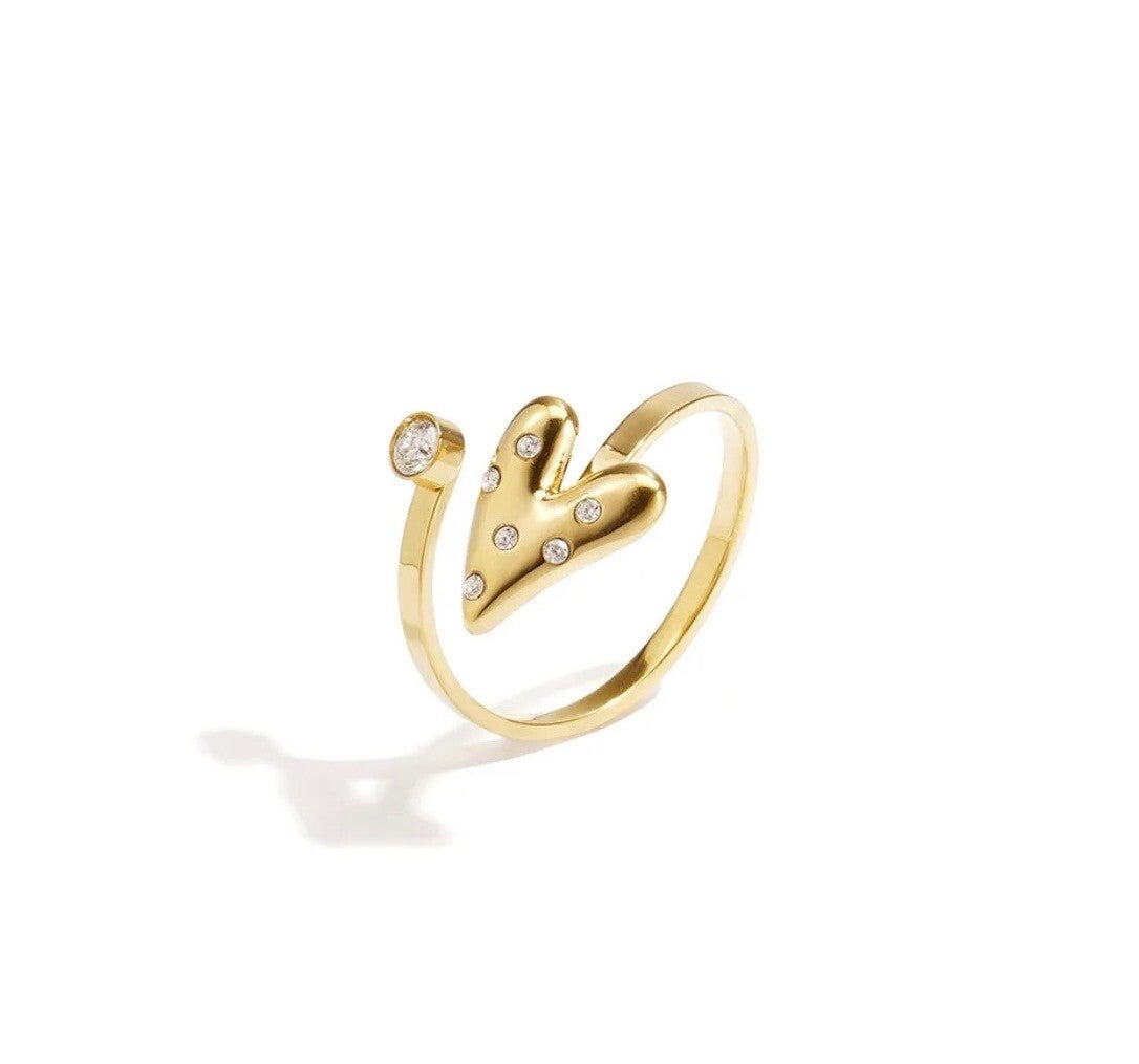 Diamond heart ring goud